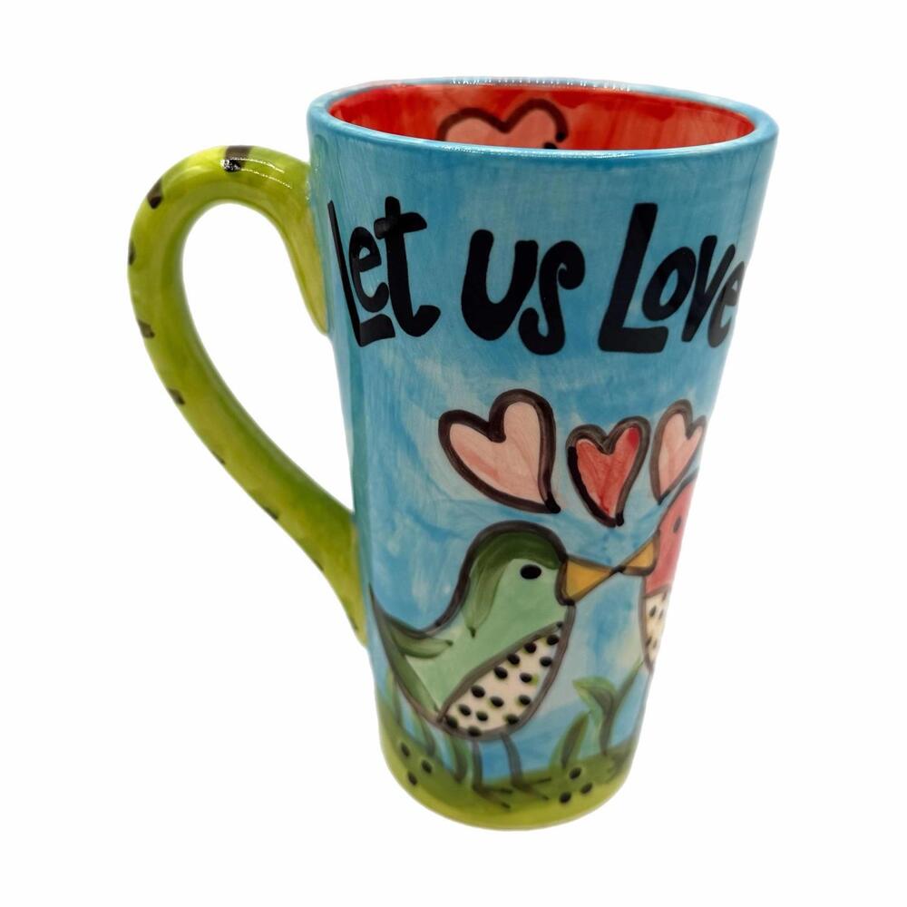 Vintage Glory Haus 16oz Let us Love One Another Ceramic Bird Coffee Mug – Gift